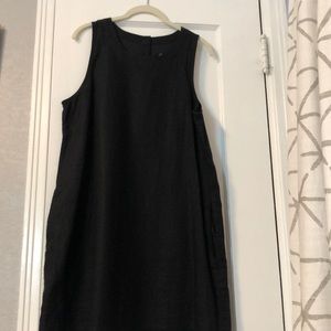 J.crew black petite large linen shift dress